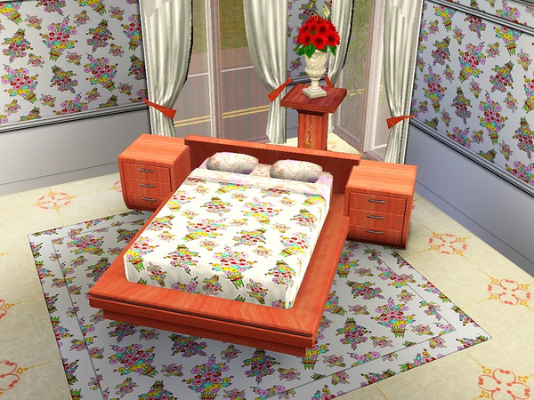 Sims 3 — marcorse_nosegays pattern by marcorse — Bunches of stylised flowers in colours of pink, red and yellow with a