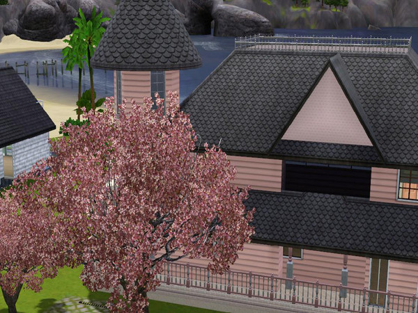 Sims 3 — Pink Home by nerdfighter4life — A pink victorian home. Lavishly decorated. small families. I take no credit for