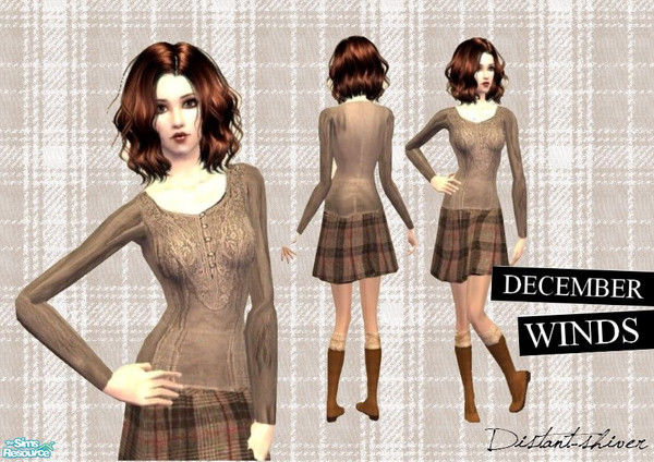 Sims 2 — [Distant-shiver] - December Winds by Distant-shiver2 — A cute brown embroidered outfit - enjoy :)