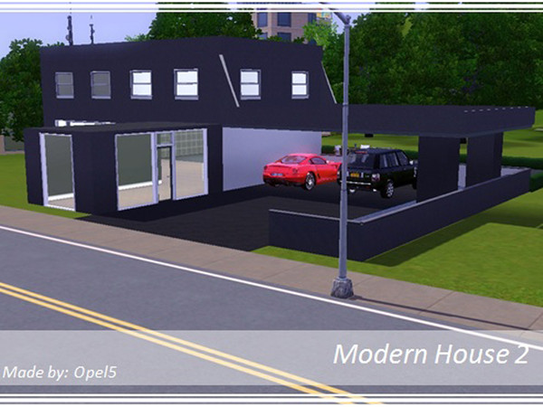 Sims 3 — Modern House 2 by opel5 — It's a modern house with 2 bedrooms, 1 bathrooms, a kitchen with fitted appliances, a