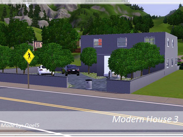 Sims 3 — Modern House 3 by opel5 — It's a modern house with 1 bedrooms, 1 bathrooms, a kitchen with fitted appliances, a