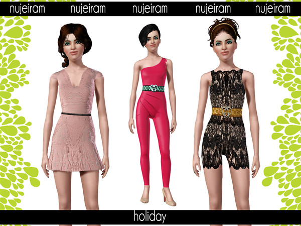 Sims 3 — Nujeiram Holiday by nujeiram — This set is composed of designer jumpsuits and cocktail embroidered dress. Each