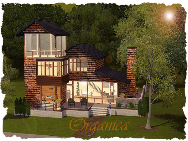 Sims 3 — Organica by elena99e2 — A modern home using woods and greens, giving it that organic feel. First Floor: Kitchen,