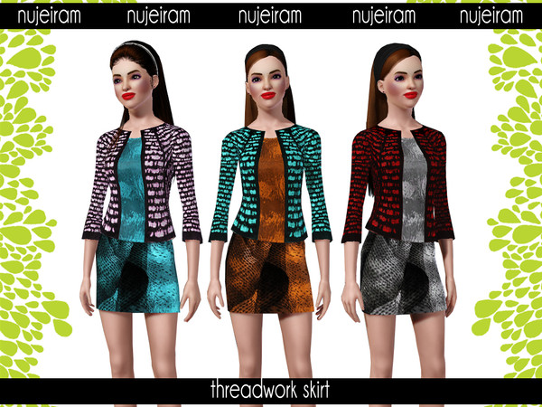 Sims 3 — OD Threadwork Skirt by nujeiram — 