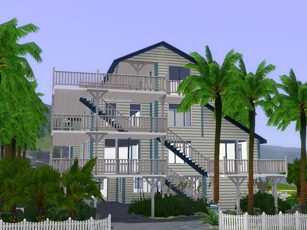 Sims 3 — Sur La Plage by happyyasu092 — Traditional living at the beach, this unique home with its porches and balconies,