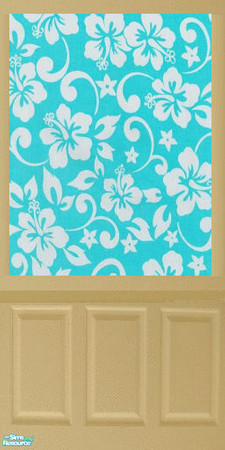 Sims 2 — aqua Hawaiian pattern by mmbunny — brilliant aqua floral pattern for beach lovers