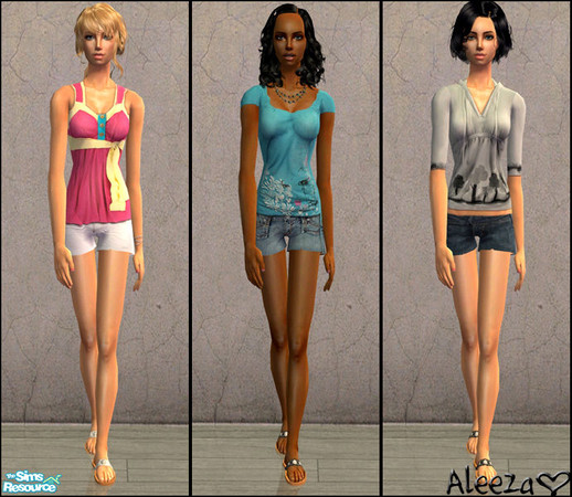 Sims 2 — Relax by Aleeza — A set of three casual outfits for female adult. No EP required.