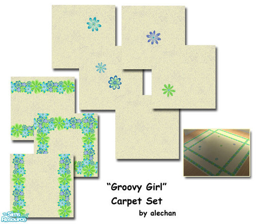 Sims 2 — Groovy Girl Carpet Set by alechan — Collection of 8 carpet designs to mix&match flowers and borders all