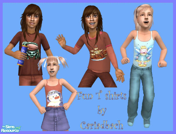 Sims 2 — Fun T Shirts by cariadbach — A set of fun T shirts for your little Sims to wear.
