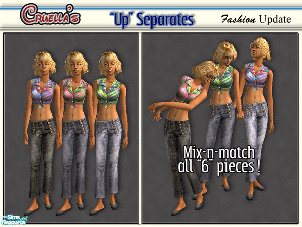 Sims 2 — am_UpSeparates by Cruella — ~~~ UPDATED: am_uppant_01,02,03. (denim capris) (Ooops!) this fixes the funky