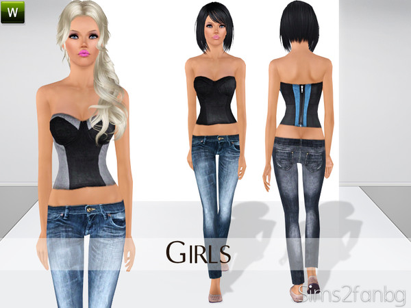 Sims 3 — Girls by sims2fanbg — .:Girls:. Items in this Set: Top in 3 recolors,Recolorable,Launcher Thumbnail. Jeans in 3