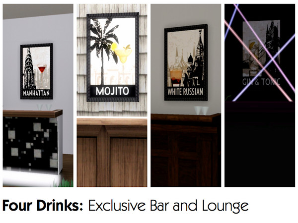 Sims 3 — Four Drinks: Exclusive Lounge by deontai — Four Drinks is one of Bridgeport's newest attractions. Four Drinks