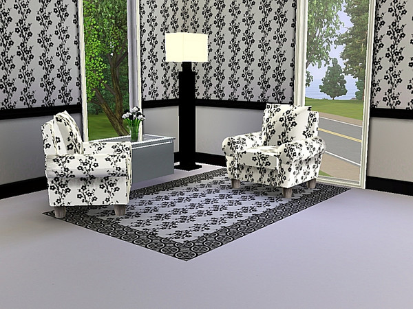 Sims 3 — marcorse_B&W florals pattern by marcorse — A very simple allover repeat pattern of a line drawn floral
