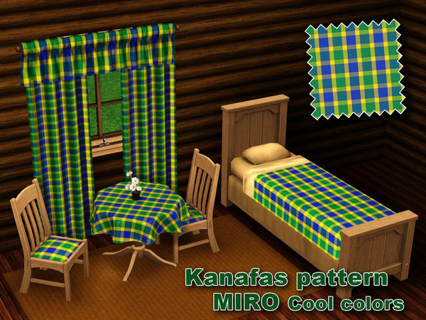 Sims 3 — Kanafas Miro cool colors by Dita_M2 — Traditional czech woven canvas pattern. Colored threads are creating