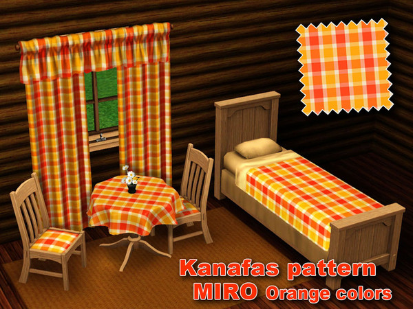 Sims 3 — Kanafas Miro orange colors by Dita_M2 — Traditional czech woven canvas pattern. Colored threads are creating