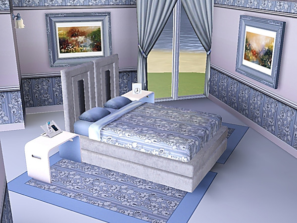 Sims 3 — marcorse_blue on blue pattern by marcorse — A pale blue floral string on a blue striped background making up
