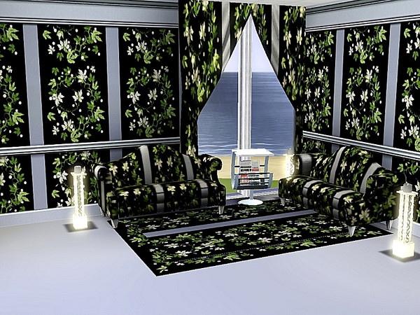 Sims 3 — marcorse_green vine pattern by marcorse — A rather striking, vertically striped pattern featuring grape vines on