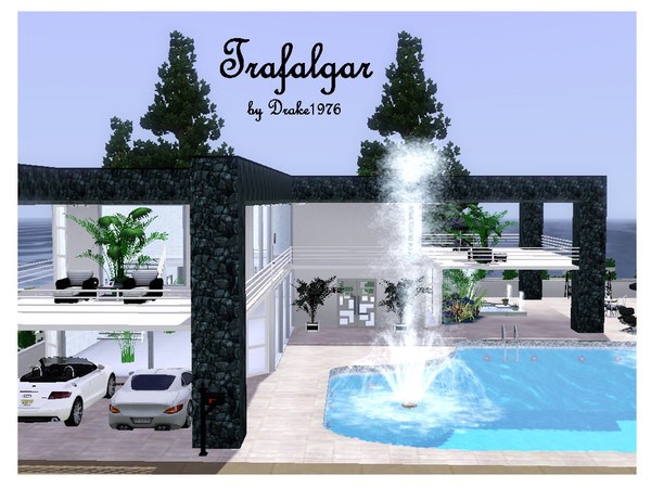 Sims 3 — Trafalgar TSR by Drake19762 — Luxurious open plan villa with one bedroom and two bathrooms, office and gym.
