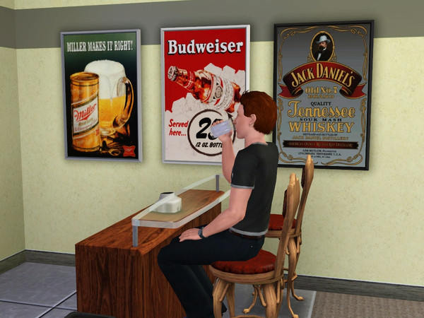 Sims 3 — Bar Room Poster Pack Volume 1 by SimsHound2 — Poster Pack Designed Around A Bar Room Motif.