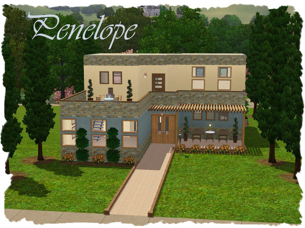 Sims 3 — Penelope by elena99e2 — This modern starter is great for quiet living or entertaining. First Floor: Eat-in