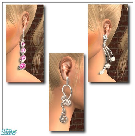 Sims 2 — Diamond Trio by dealer_day — 3 diamond earrings :) full view the preview image please..