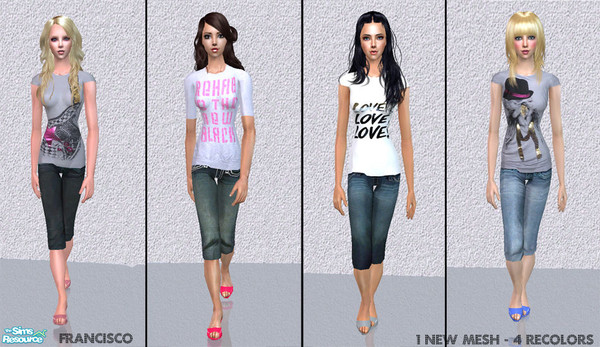 Sims 2 — Capris Collection 09 by francisssko — 1 new mesh (included) + 4 recolors! , Enjoy!