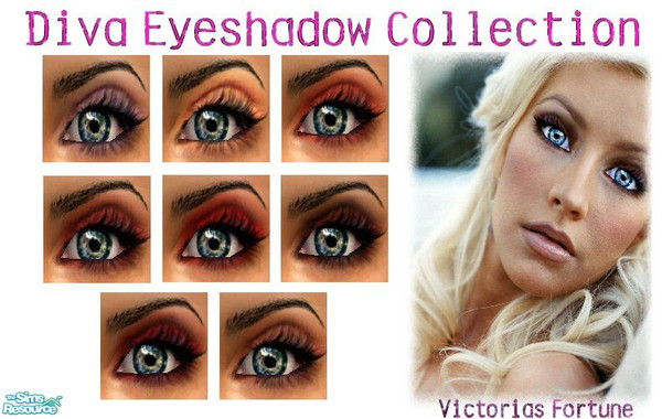 Sims 2 — VF Diva Eyeshadow Collection by fortunecookie1 — Here is another dramatic eyeshadow for your sim Diva! They go