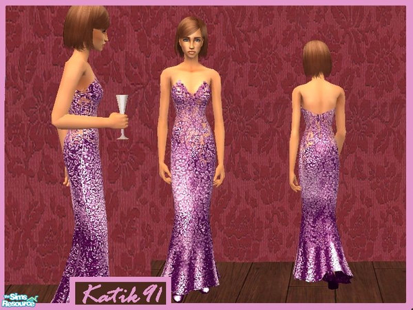 Sims 2 — Glitter Formal Dress - Light Purple by katik91 — .:This is Dress from my Fourth Collection:. Stylish dress for