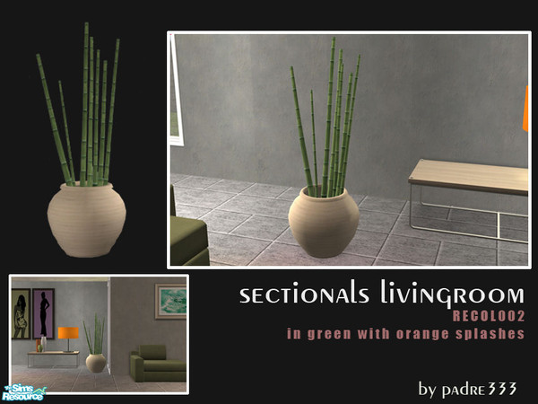 Sims 2 — Sectionals recol002 - Sectionals Potted Bamboo Recol002 by Padre — Sectionals Livingroom suite in Green with