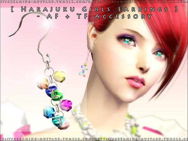 Sims 2 — [ Harajuku Girls Earrings ] - AF + TF Accessory by Screaming_Mustard — Here\'s a new earring set for you guys.
