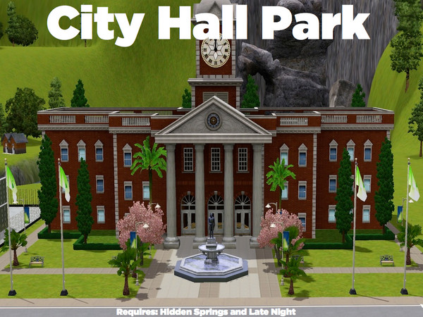 Sims 3 — City Hall Park by deontai — City Hall is known for its dull, boring business, but thanks to some careful