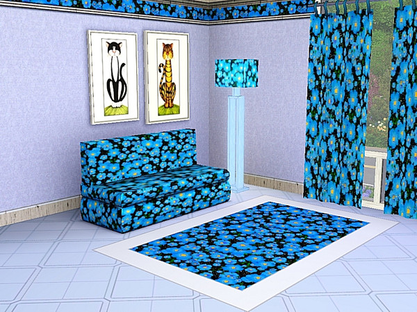 Sims 3 — marcorse_blue blooms pattern by marcorse — A random repeat pattern of bright blue flowers with yellow centres,