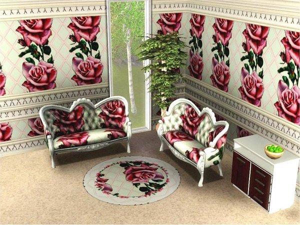 Sims 3 — marcorse_pearly rose pattern by marcorse — A spectacular pink rose, buds and leaves 'climb' this vertical repeat