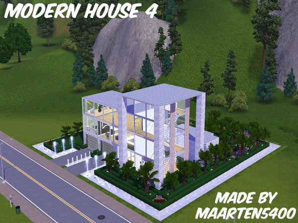 Sims 3 — Modern House 4 by maarten5400 — It's a Modern House for your sims with 2 bedrooms, a kitchen, a bathroom, a