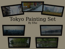 Sims 2 — Tokyo Paintings Set by Efui — Seven modern recolours of the basegame painting \"SimCity at Night\".
