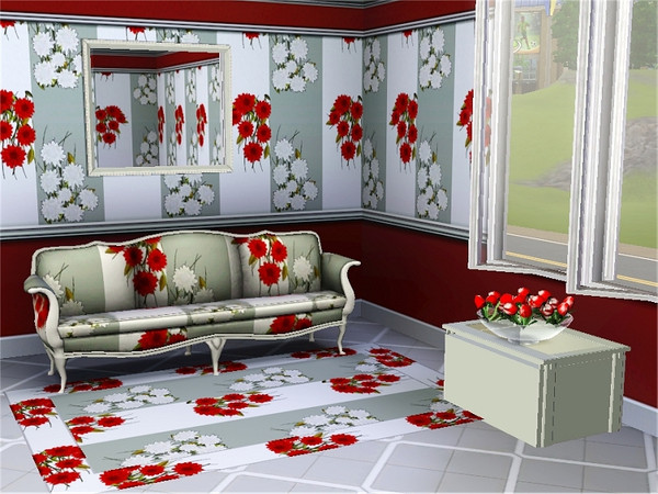 Sims 3 — marcorse_red and white pattern by marcorse — A vertical pattern featuring red and white chrysanthemums on