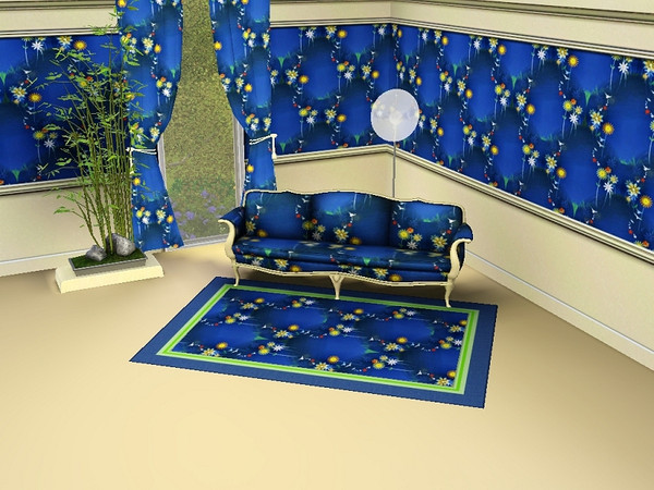 Sims 3 — marcorse_summer moonrise pattern by marcorse — Pretty flower clumps in yellow and white, with a moonrise effect