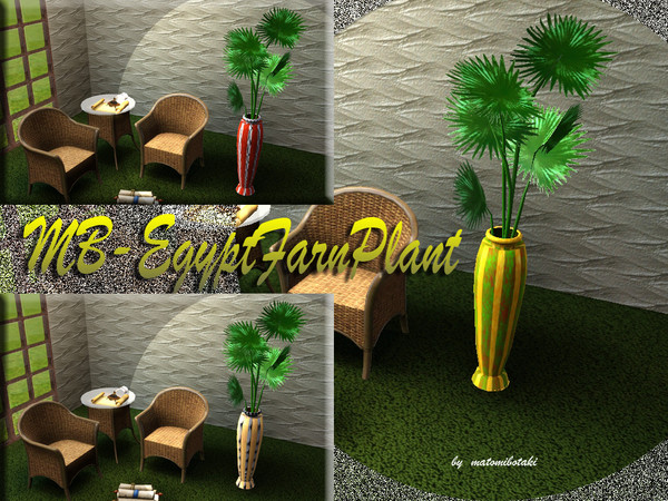 Sims 3 — MB-EgyptFarnPlant by matomibotaki — MB-EgyptFarnPlant, new decorative floor plant with 2 recolorable areas, by