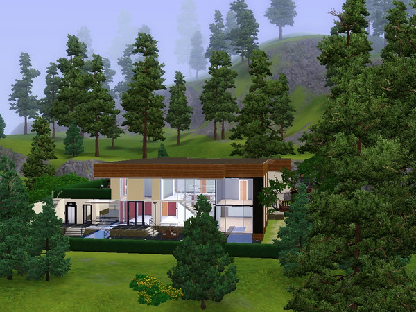Sims 3 — Modern Forest Home by studyalert2 — Short Description This beautiful home was made with one idea in mind: modern