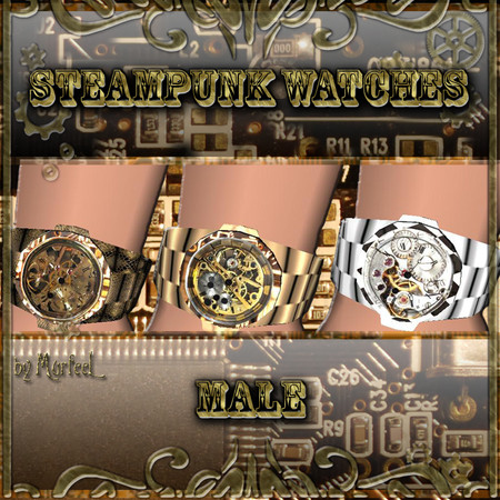 Sims 3 — Steampunk Wristwatches for Men by murfeel — It's the same EA wristwatch accessory...just Steampunked! Enjoy!