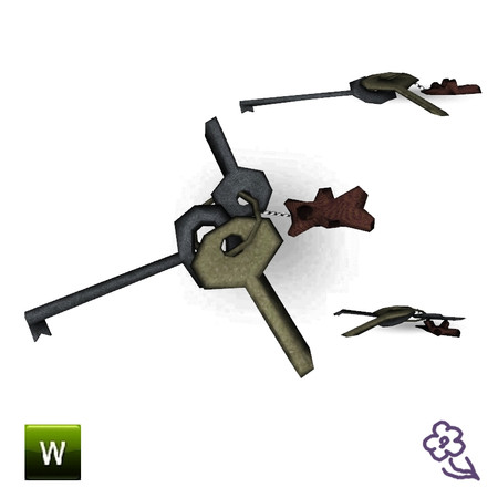 Sims 3 — Hexa Clutter Keys by Flovv — Three clutter keys with a teddy.