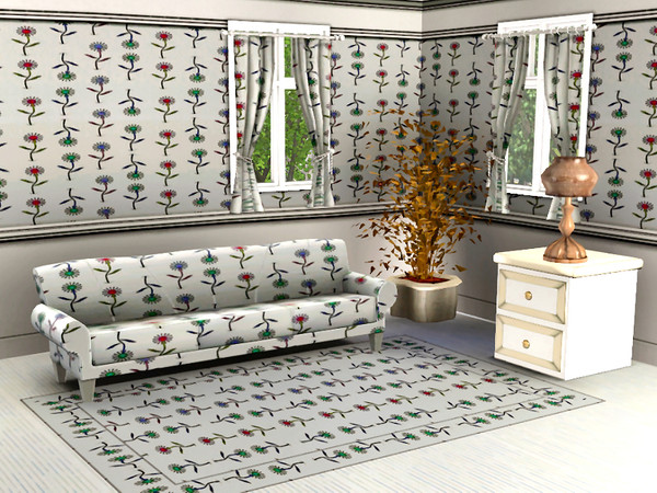 Sims 3 — marcorse_one daisy pattern by marcorse — A single, line drawn daisy in three colours in a top and tail vertical