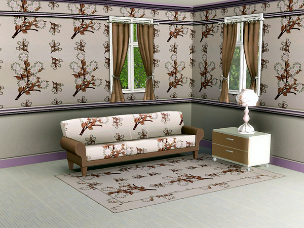 Sims 3 — marcorse_mum bunch pattern by marcorse — Sprays of spikey, stylised chrysanthemums in muted red/brown tones and