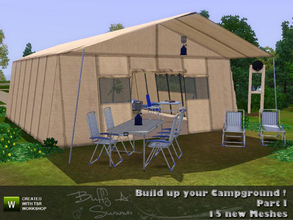 Sims 3 — Build up your Campground ! (Part I) by BuffSumm — A set of 15 new objects to build up tents. Some of the objects