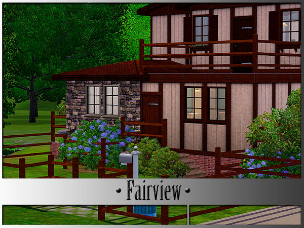 Sims 3 — Fairview Starter House by Nayema — Fairview is a starter house with a small pond and nice outdoor area for