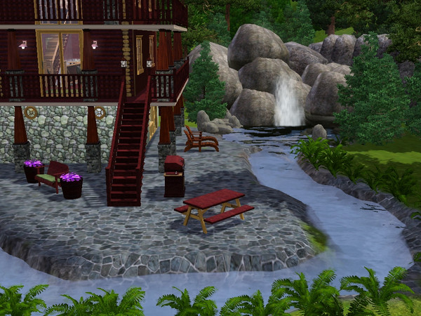 Sims 3 — Waterstone by tinyt_532 — Beautiful mountain home with extravagant waterfall views.Built out of native redwood,
