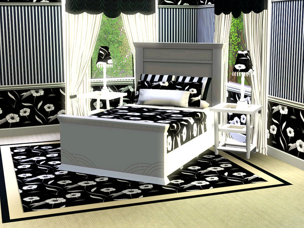 Sims 3 — marcorse _goth marigold pattern by marcorse — Another of my black and white floral designs- this one featuring