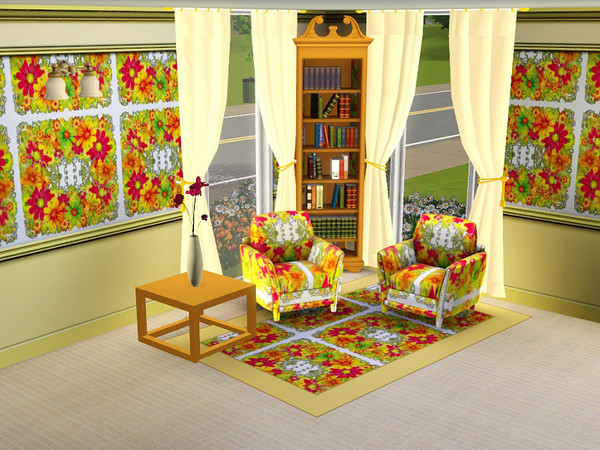 Sims 3 — marcorse_daisy square pattern by marcorse — A cheery daisy pattern of orange, red and yellow shades in a square