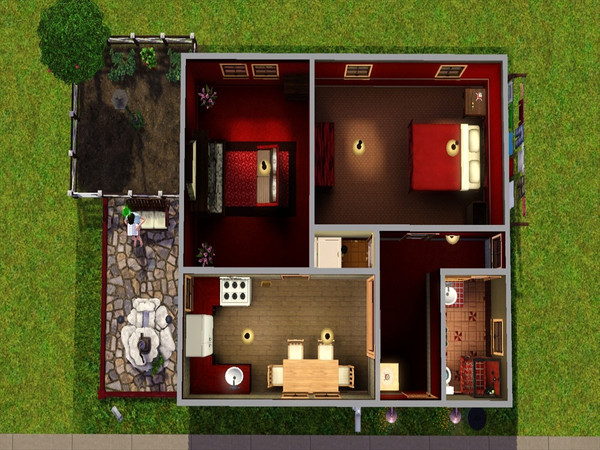 Sims 3 — Little Red No CC by aamorgan05 — This 10x15 lot is called Little Red just for the fact that I was in a Red mood!