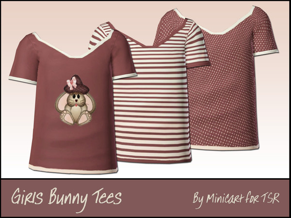 Sims 3 — FC_BunnyTShirt_01102011 by minicart — Pack of 3 Bunny style TShirts for girls.